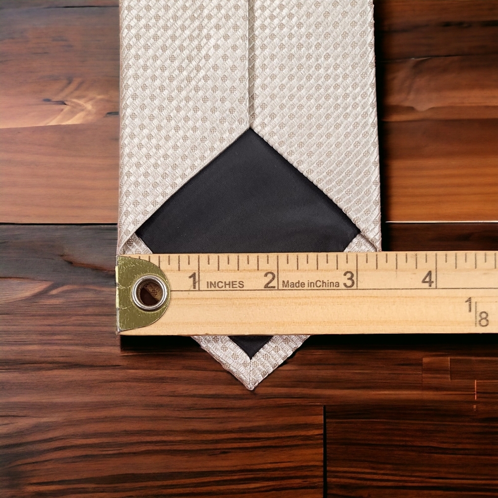 MICHAEL KORS - Silk Neck Tie, 100% Silk, Champagne Necktie, Grenadine Pattern - Picture 10 of 10